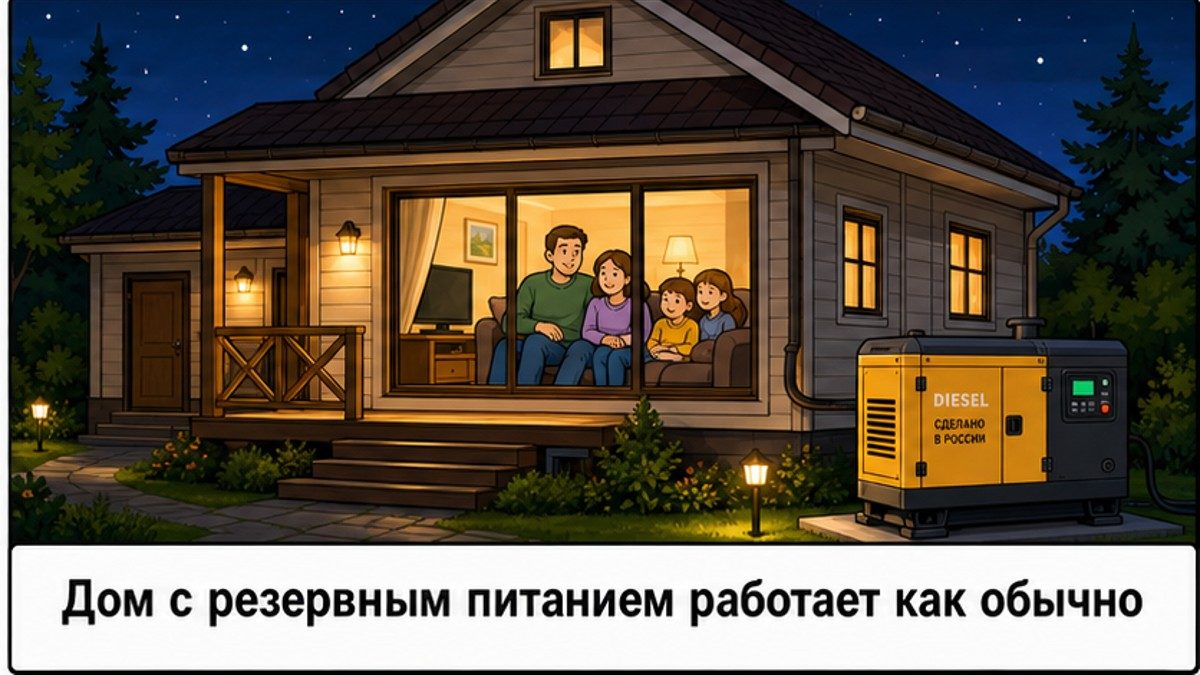 Дом с резервным питанием работает как обычно даже при отключении сети
