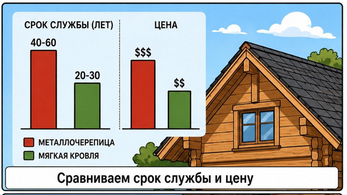 Сравнение срока службы и стоимости металлочерепицы и мягкой кровли