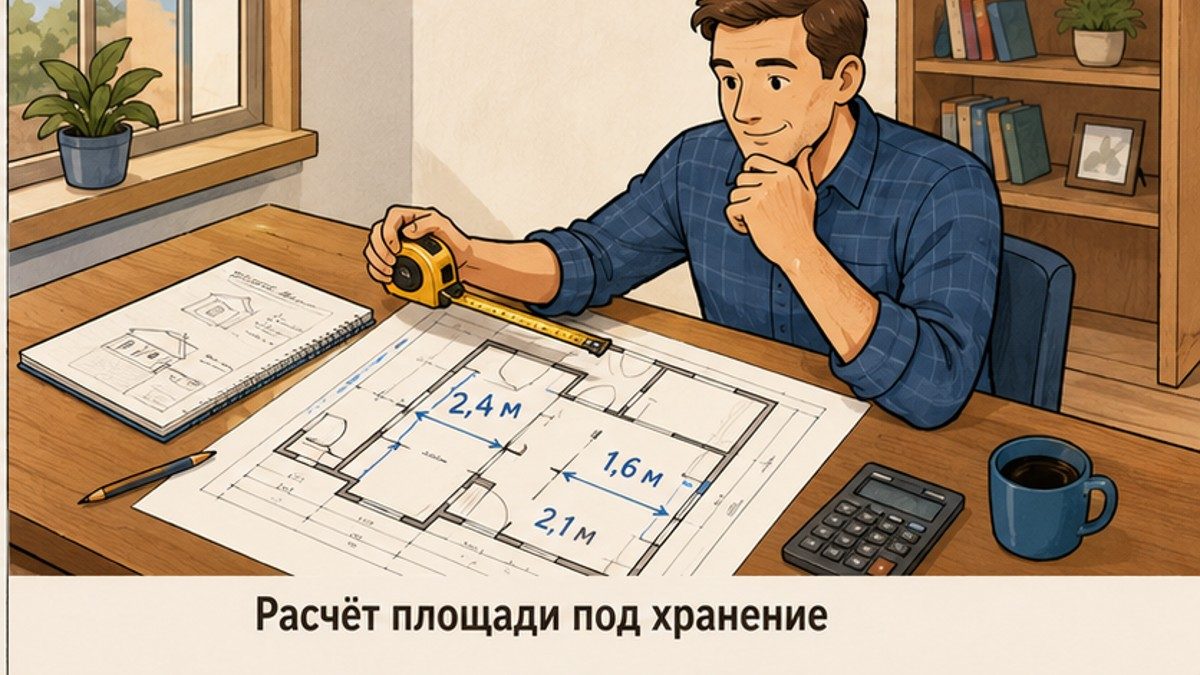 Расчёт площади под хранение по плану дома